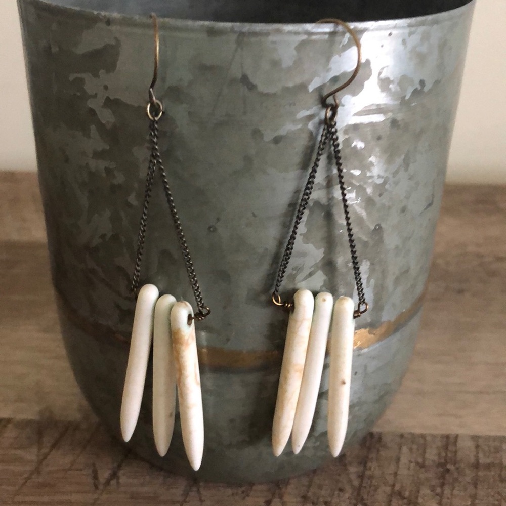 Bohemian Salt Magnesite Spike Geometric Earrings